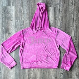 Juicy Couture Hoodie Pink Velour Bling Sweathshirt  
Long Sleeve Size Medium